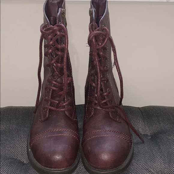 maroon combat boots